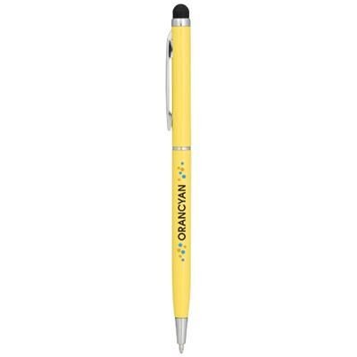 Branded Promotional JOYCE ALUMINIUM METAL BALL PEN in Yellow Pen From Concept Incentives.