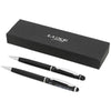 Branded Promotional LIBRETTO DUO PEN GIFT SET in Black Solid Pen Set From Concept Incentives.