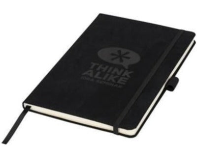Branded Promotional CARBONY A5 SUEDE NOTE BOOK in Black Jotter From Concept Incentives.