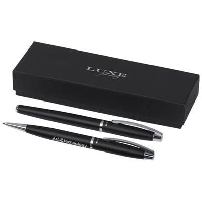 Branded Promotional TOCCATA DUO PEN GIFT SET in Black Solid Pen Set From Concept Incentives.