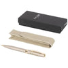 Branded Promotional PEARL PEN GIFT SET with Pouch in Beige Pen Set From Concept Incentives.