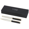 Branded Promotional NONET DUO PEN GIFT SET in Black Solid-gold Pen From Concept Incentives.