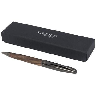 Branded Promotional LOURE WOOD BARREL BALL PEN in Black Solid-wood Pen From Concept Incentives.