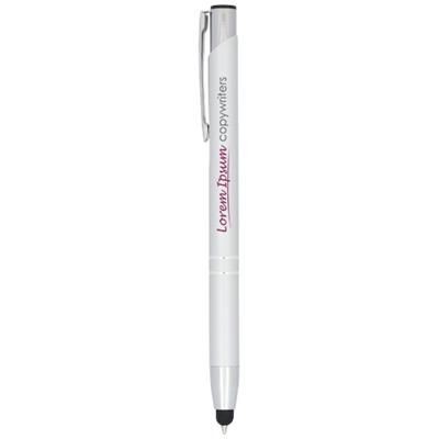 Branded Promotional MONETA ANODIZED ALUMINIUM METAL CLICK STYLUS BALL PEN in Silver Pen From Concept Incentives.