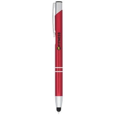 Branded Promotional MONETA ANODIZED ALUMINIUM METAL CLICK STYLUS BALL PEN in Red Pen From Concept Incentives.