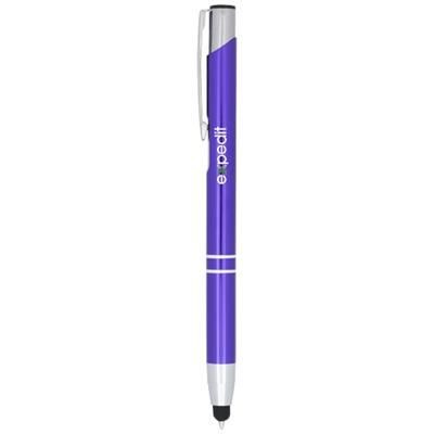 Branded Promotional MONETA ANODIZED ALUMINIUM METAL CLICK STYLUS BALL PEN in Purple Pen From Concept Incentives.