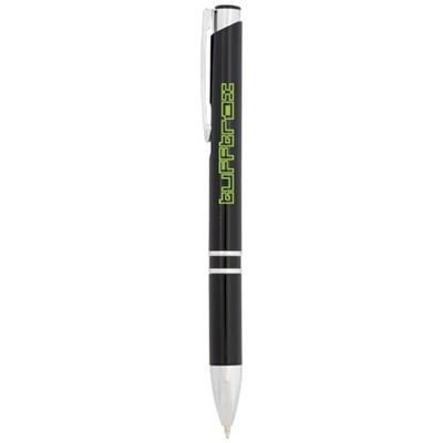 Branded Promotional MONETA ABS CLICK BALL PEN in Black Solid Pen From Concept Incentives.