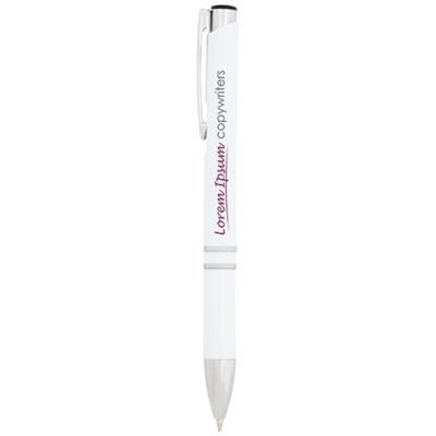 Branded Promotional MONETA ABS CLICK BALL PEN in White Solid Pen From Concept Incentives.