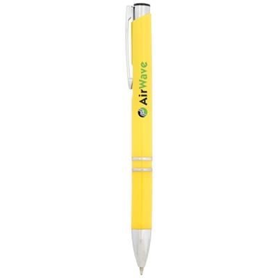 Branded Promotional MONETA ABS CLICK BALL PEN in Yellow Pen From Concept Incentives.