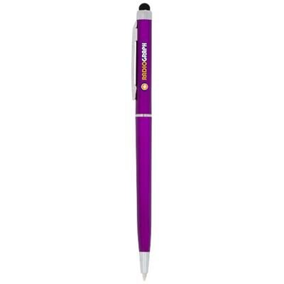 Branded Promotional VALERIA ABS BALL PEN with Stylus in Pink Pen From Concept Incentives.