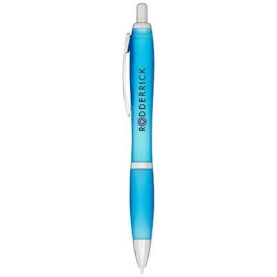 Branded Promotional NASH FROSTED BALL PEN in Aqua Pen From Concept Incentives.