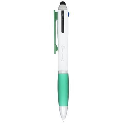 Branded Promotional NASH 4-IN-1 BALL PEN in White Solid-green Pen From Concept Incentives.