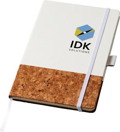 Branded Promotional EVORA A5 CORK THERMO PU NOTE BOOK in White Jotter From Concept Incentives