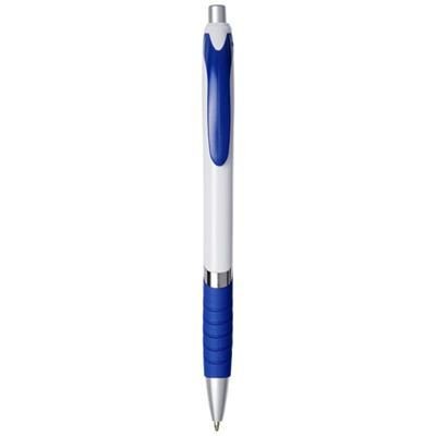 Branded Promotional TURBO BALL PEN WHITE BARREL in White Solid-blue  From Concept Incentives.