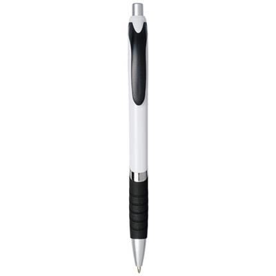 Branded Promotional TURBO WHITE BARREL BALL PEN in White Solid-black Solid  From Concept Incentives.