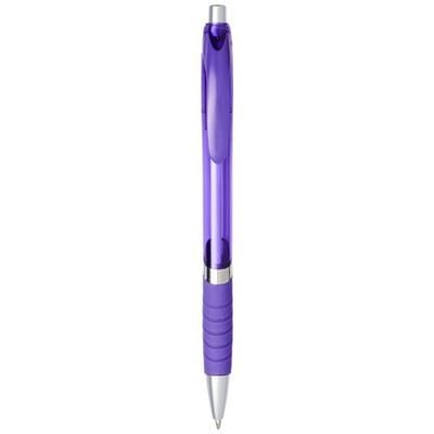 Branded Promotional TURBO TRANSLUCENT BALL PEN with Rubber Grip in Purple  From Concept Incentives.