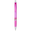 Branded Promotional TURBO TRANSLUCENT BALL PEN with Rubber Grip in Magenta  From Concept Incentives.
