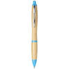 Branded Promotional NASH BAMBOO BALL PEN in Natural-light Blue  From Concept Incentives.