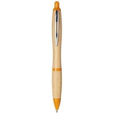 Branded Promotional NASH BAMBOO BALL PEN in Natural-orange  From Concept Incentives.