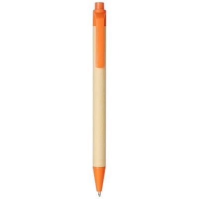 Branded Promotional BERK RECYCLED CARTON AND CORN PLASTIC BALL PEN in Orange Pen From Concept Incentives.