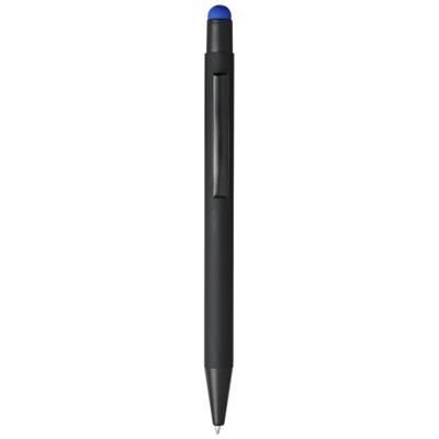 Branded Promotional DAX RUBBER¬¨‚Ä†STYLUS¬¨‚Ä†BALLPOINT PEN in Black Solid-royal Blue  From Concept Incentives.