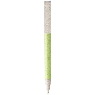 Branded Promotional MEDAN WHEAT STRAW BALL PEN AND MOBILE PHONE HOLDER in Apple Green Technology From Concept Incentives.