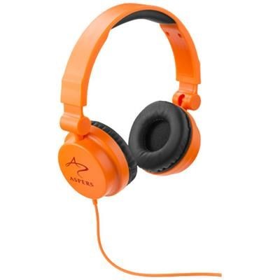 Branded Promotional RALLY FOLDING HEADPHONES in Orange Earphones From Concept Incentives.