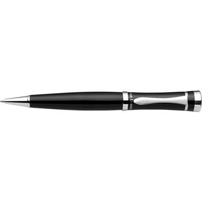 Branded Promotional CHARLES DICKENS ROCHESTER BALL PEN in Black with Silver Trim Pen From Concept Incentives.