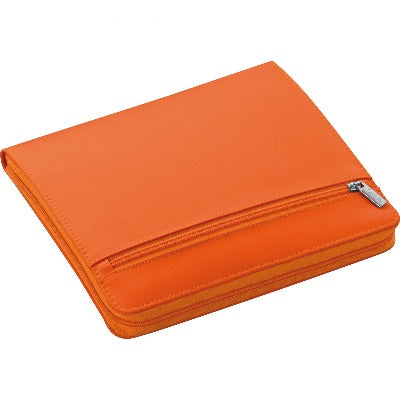 Branded Promotional A4 NYLON CONFERENCE FOLDER WRITING CASE with Zipper in Orange Conference Folder From Concept Incentives.