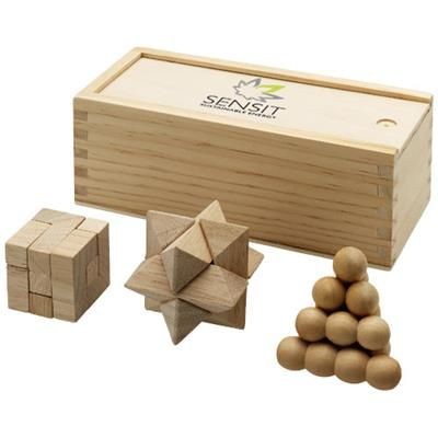 Branded Promotional BRAINIAC 3-PIECE WOOD BRAIN TEASER SET in Wood Puzzle From Concept Incentives.