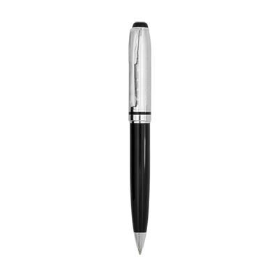 Branded Promotional CALLIGRAPH BALL PEN in Black - Silver Pen From Concept Incentives.