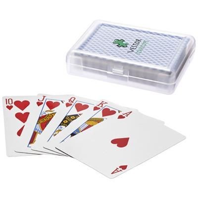 Branded Promotional RENO PLAYING CARD PACK SET in Case in Blue-transparent Playing Cards Pack From Concept Incentives.