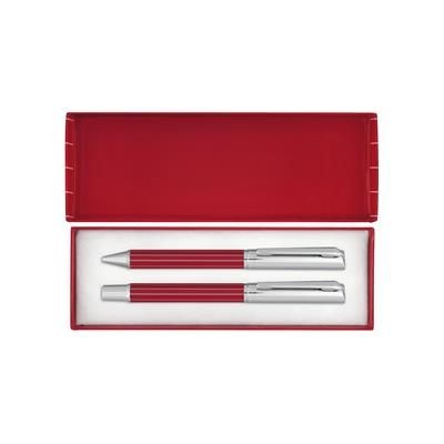 Branded Promotional ADORNO WRITING SET in Red - Silver Writing Set From Concept Incentives.
