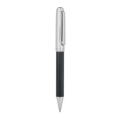 Branded Promotional COLUMN BALL PEN in Black - Silver Pen From Concept Incentives.