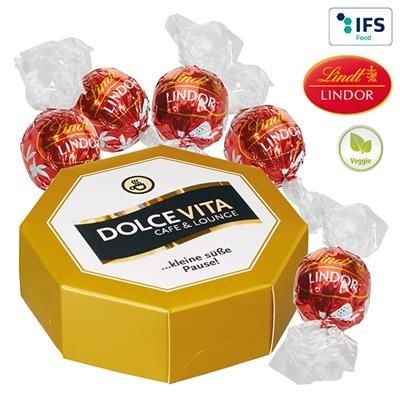 Branded Promotional OCTAGON BOX with Lindor Truffles Chocolate From Concept Incentives.