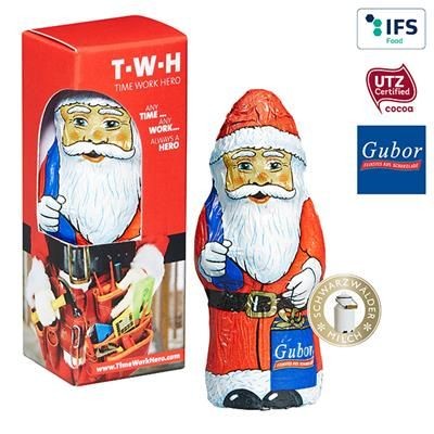 Branded Promotional GUBOR FATHER CHRISTMAS SANTA Chocolate From Concept Incentives.
