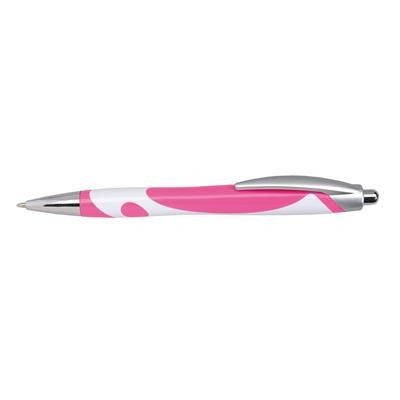 Branded Promotional PLASTIC BALL PEN in Pink & White Pen From Concept Incentives.