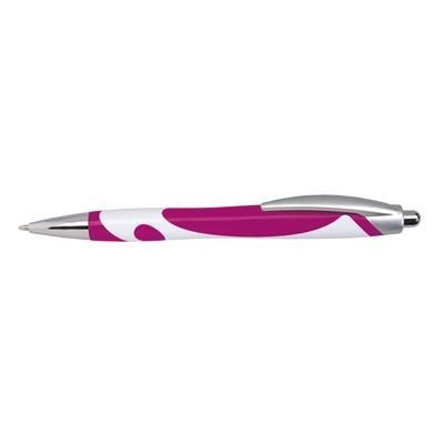 Branded Promotional MODERN PLASTIC BALL PEN in Dark Magenta & White Pen From Concept Incentives.