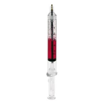 Branded Promotional SPRITZE SYRINGE INJECTION PEN in Clear Transparent & Red Pen From Concept Incentives.