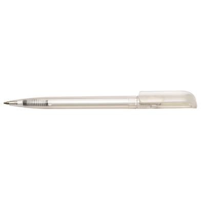 Branded Promotional RETRO BALL PEN in Frosted Clear Transparent Pen From Concept Incentives.