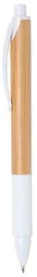 Branded Promotional BAMBOO RUBBER BALL PEN in Brown & White Pen From Concept Incentives.