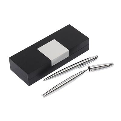 Branded Promotional CHROMIUM PEN SET in Silver Pen Set From Concept Incentives.