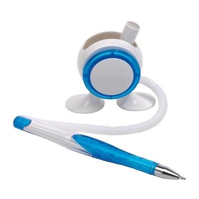 Branded Promotional LEGGY PEN HOLDER in White & Blue Pen From Concept Incentives.