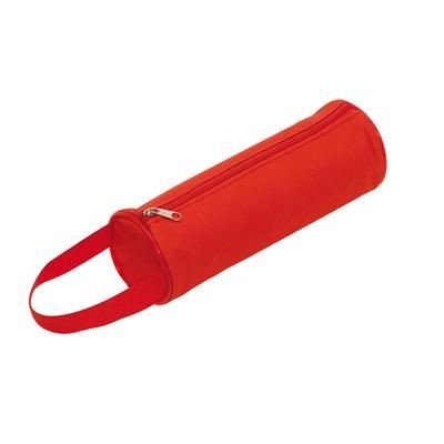 Branded Promotional SCHOOL ROUND PENCIL CASE in Red Pencil Case From Concept Incentives.