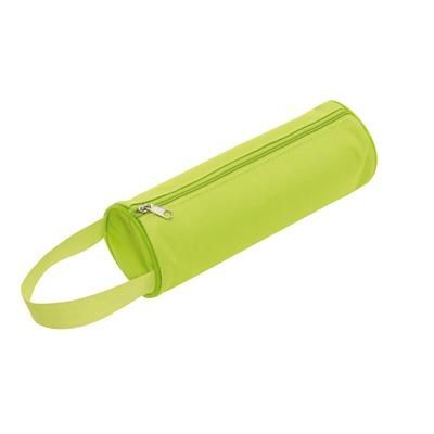 Branded Promotional SCHOOL ROUND PENCIL CASE in Apple Green Pencil Case From Concept Incentives.