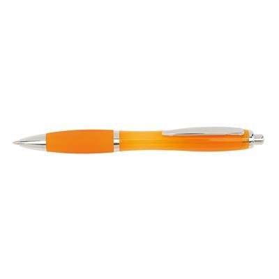 Branded Promotional SWAY BALL PEN in Orange with Rubber Grip & Silver Trim Pen From Concept Incentives.