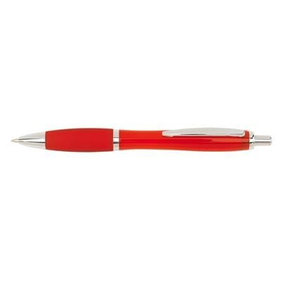 Branded Promotional SWAY BALL PEN in Red with Rubber Grip & Silver Trim Pen From Concept Incentives.