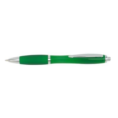 Branded Promotional SWAY BALL PEN in Green with Rubber Grip & Silver Trim Pen From Concept Incentives.