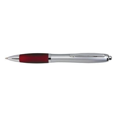 Branded Promotional SWAY BALL PEN in Silver & Dark Red Pen From Concept Incentives.