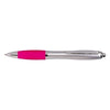 Branded Promotional SWAY BALL PEN in Silver & Magenta Pink Pen From Concept Incentives.